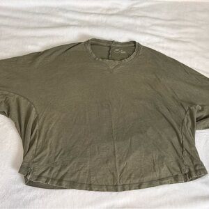Aerie Oversized Cropped Shirt Army Green Size Small